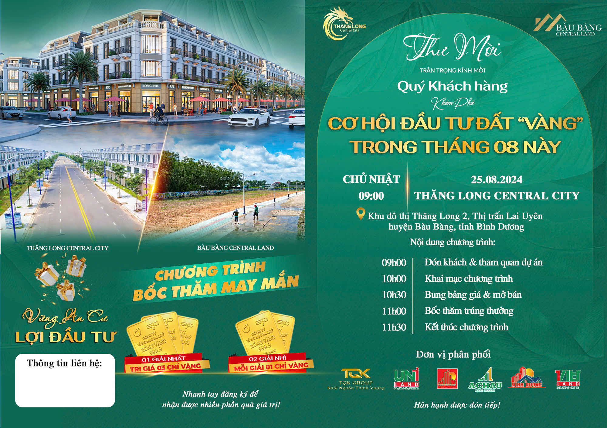 thư mời mở bán phương thức thanh toán khu đô thị thăng long central city bình dương